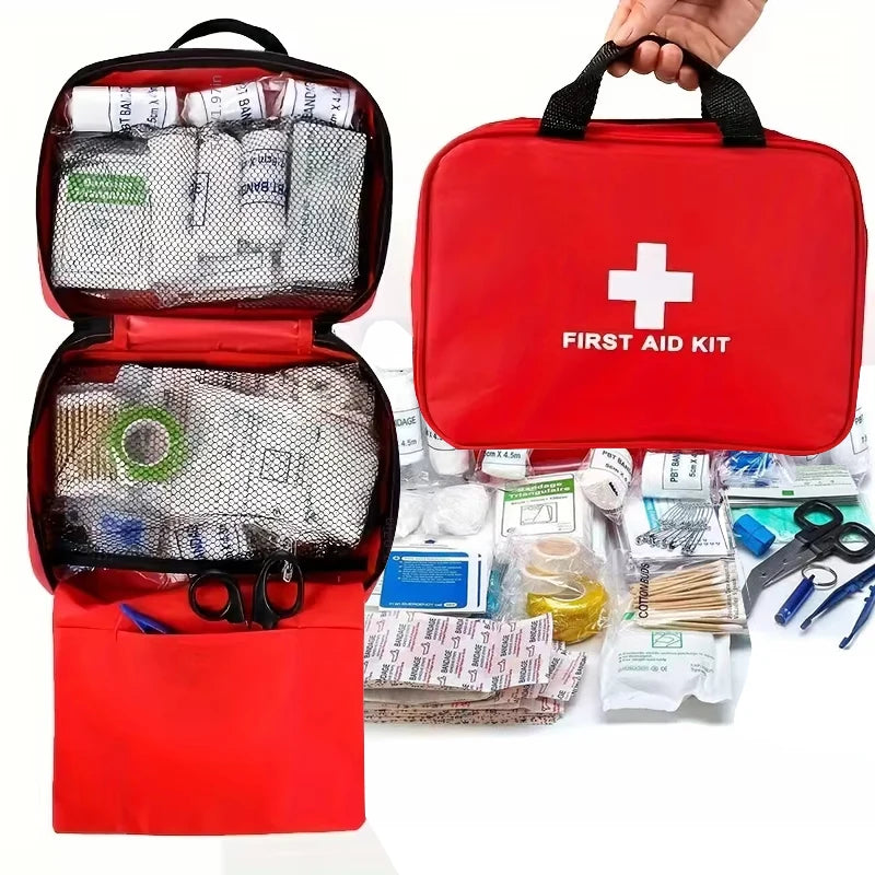 184pcs First Aid Kit, Multi-purpose Emergency Medical Supplies Portable Medical Bag, For Outdoor Hiking, Camping And More Rescue