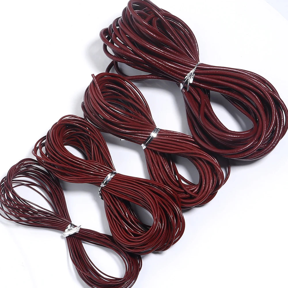 10meters Dia 1/1.5/2/3mm Round 100% Genuine Leather Cord for Necklace Bracelet DIY Jewelry Making Findings Supplies Rope String