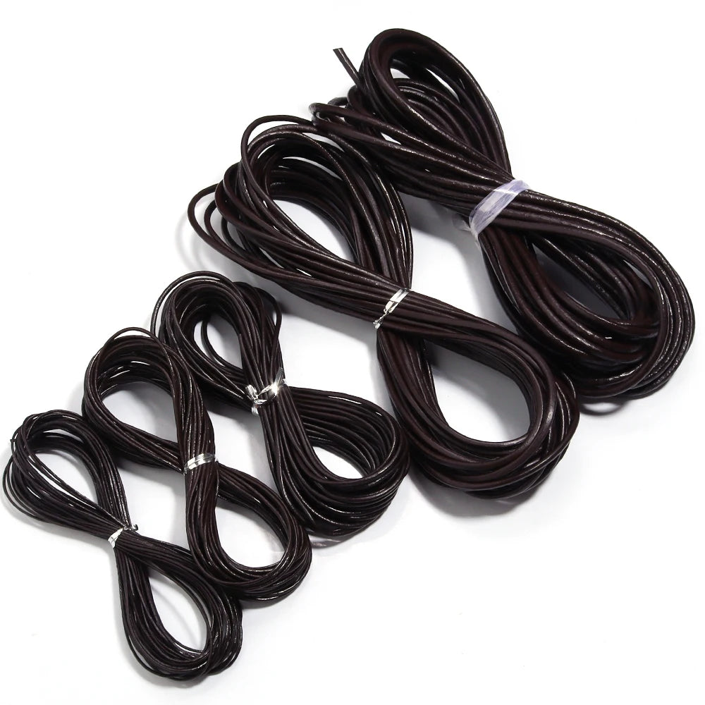 10meters Dia 1/1.5/2/3mm Round 100% Genuine Leather Cord for Necklace Bracelet DIY Jewelry Making Findings Supplies Rope String