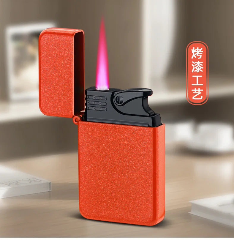 Metal Jet Red Flame Lighter, Refillable Butane, Adjustable, Portable, Windproof, Gas Lighter, Glow in the Dark, Gift for Men