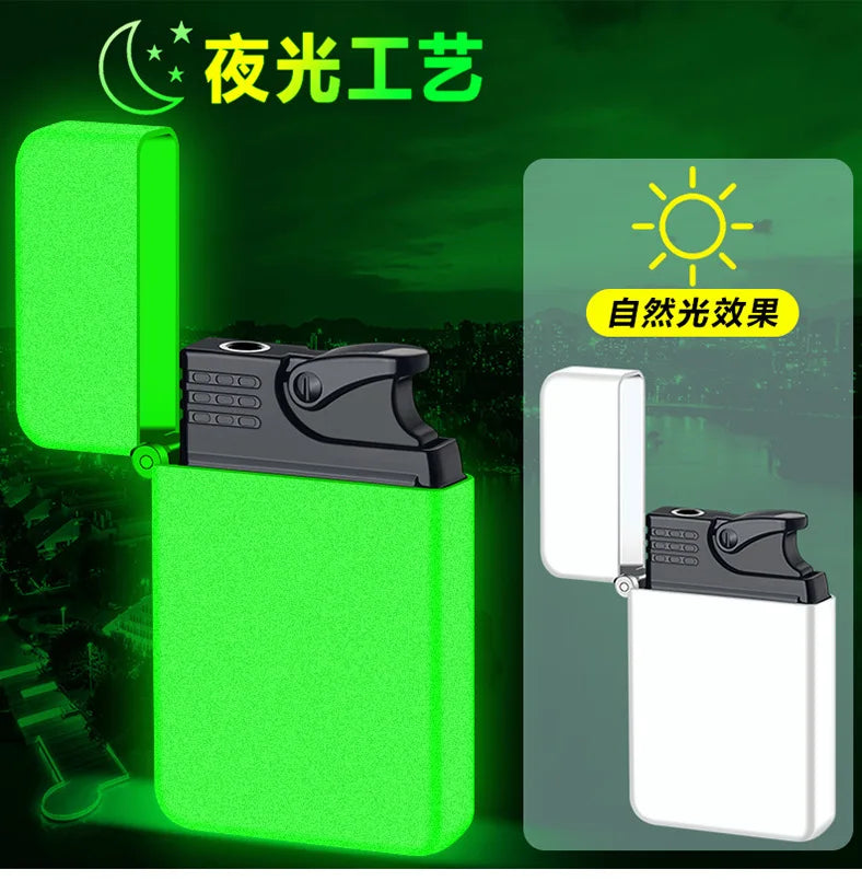 Metal Jet Red Flame Lighter, Refillable Butane, Adjustable, Portable, Windproof, Gas Lighter, Glow in the Dark, Gift for Men