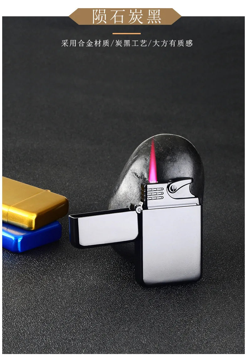 Metal Jet Red Flame Lighter, Refillable Butane, Adjustable, Portable, Windproof, Gas Lighter, Glow in the Dark, Gift for Men