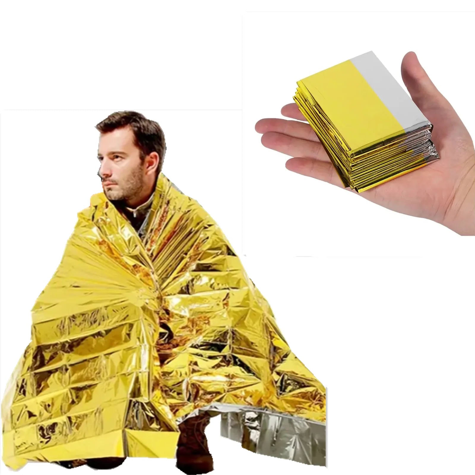 Outdoor Emergency Gold-Sliver Survival Blanket Waterproof First Aid Rescue Curtain Foil Thermal Military Blanket130X210Cm(GOLD)