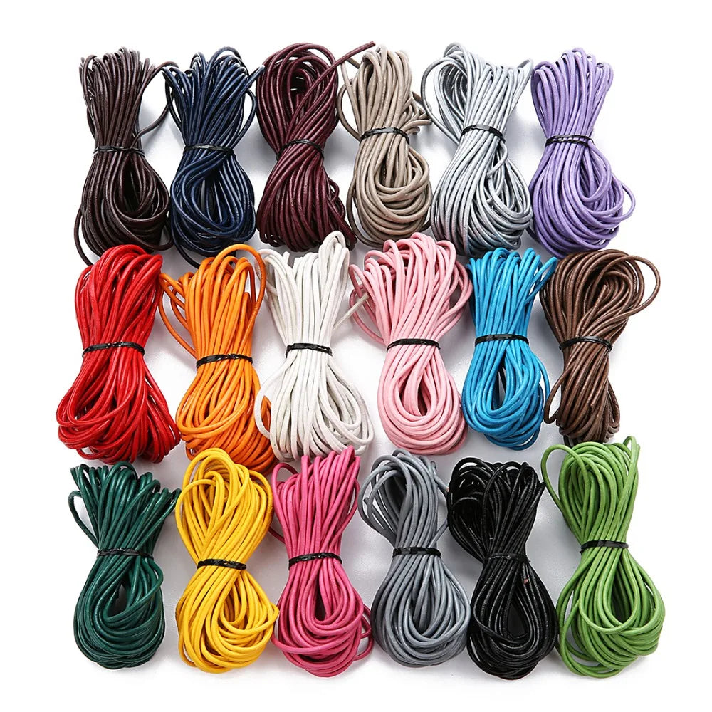 10meters Dia 1/1.5/2/3mm Round 100% Genuine Leather Cord for Necklace Bracelet DIY Jewelry Making Findings Supplies Rope String