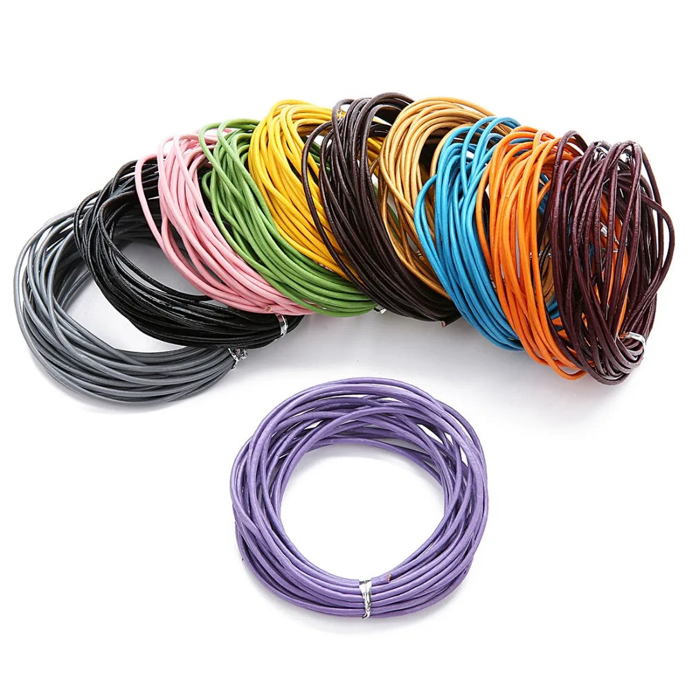 10meters Dia 1/1.5/2/3mm Round 100% Genuine Leather Cord for Necklace Bracelet DIY Jewelry Making Findings Supplies Rope String