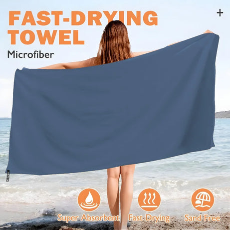 3PCS Quick Dry Beach Towel, Microfiber Travel Towel 3 Size in 1 Pack,Fast Drying Towel Set for Camping, Beach, Gym, Sports, Yoga