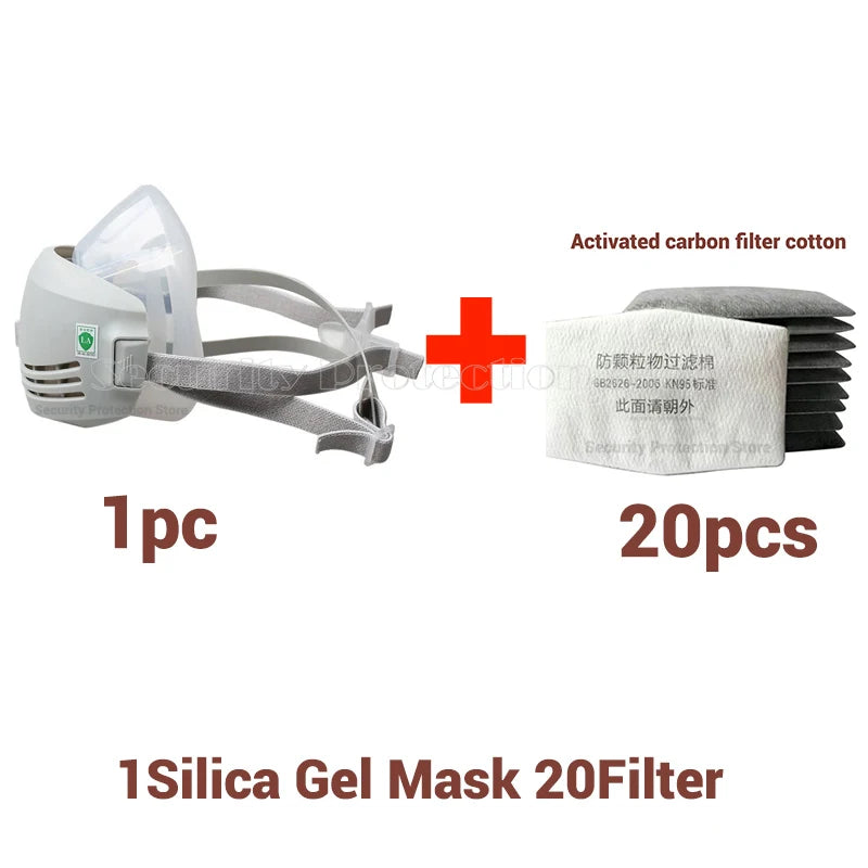 21in1 Dust Mask Carbon Filter Cotton Respirator Half Face Dust-Proof  Anti Industrial Construction Dust Haze Fog Safety Gas Mask
