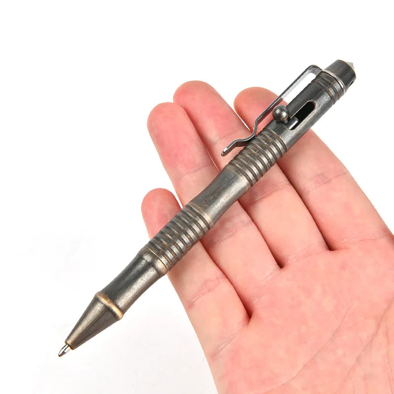 High Quality Brass Self-Defense Tactical Pen Bolt Switch Ball Point Writing Pen For Outdoor Camp EDC Tool Gift Box