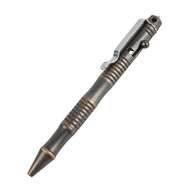 High Quality Brass Self-Defense Tactical Pen Bolt Switch Ball Point Writing Pen For Outdoor Camp EDC Tool Gift Box
