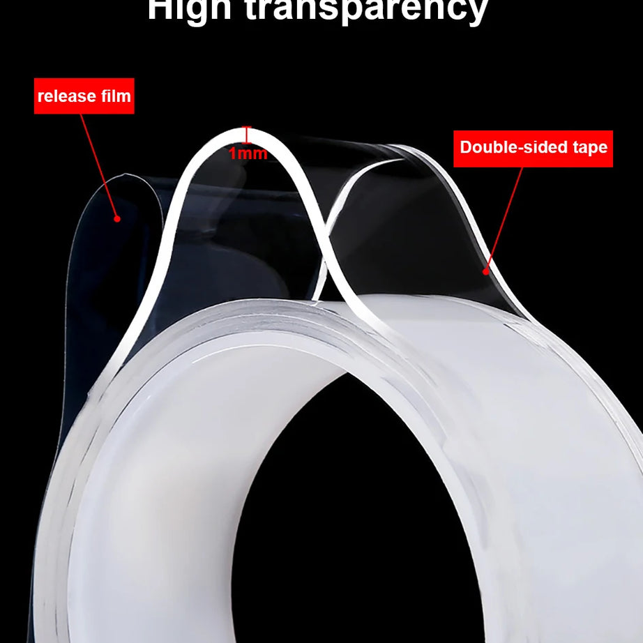 1-10M Nano Double Sided Tape Heavy Duty Transparent Adhesive Strips Strong Sticky Multipurpose Reusable Waterproof Mounting Tape