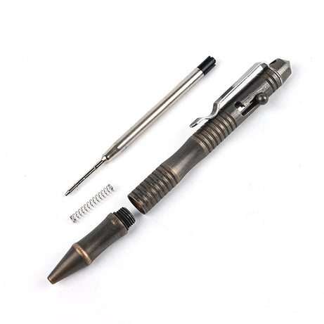 High Quality Brass Self-Defense Tactical Pen Bolt Switch Ball Point Writing Pen For Outdoor Camp EDC Tool Gift Box