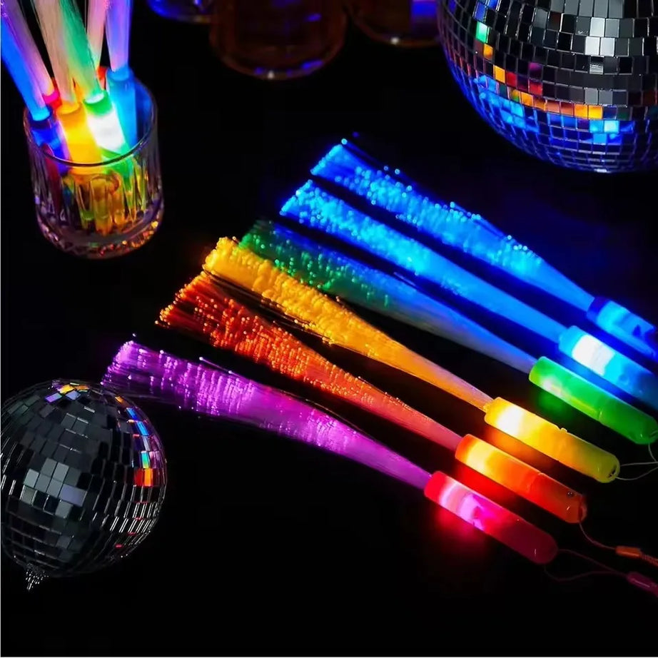 12/24/48Pcs Glow Fiber Wands Sticks LED Flashing Stick Light up Stick Colorful Fiber Optic Wands For Wedding Glow Party Favors