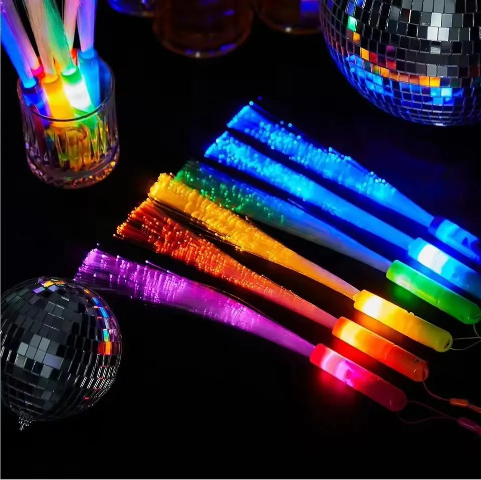 12/24/48Pcs Glow Fiber Wands Sticks LED Flashing Stick Light up Stick Colorful Fiber Optic Wands For Wedding Glow Party Favors