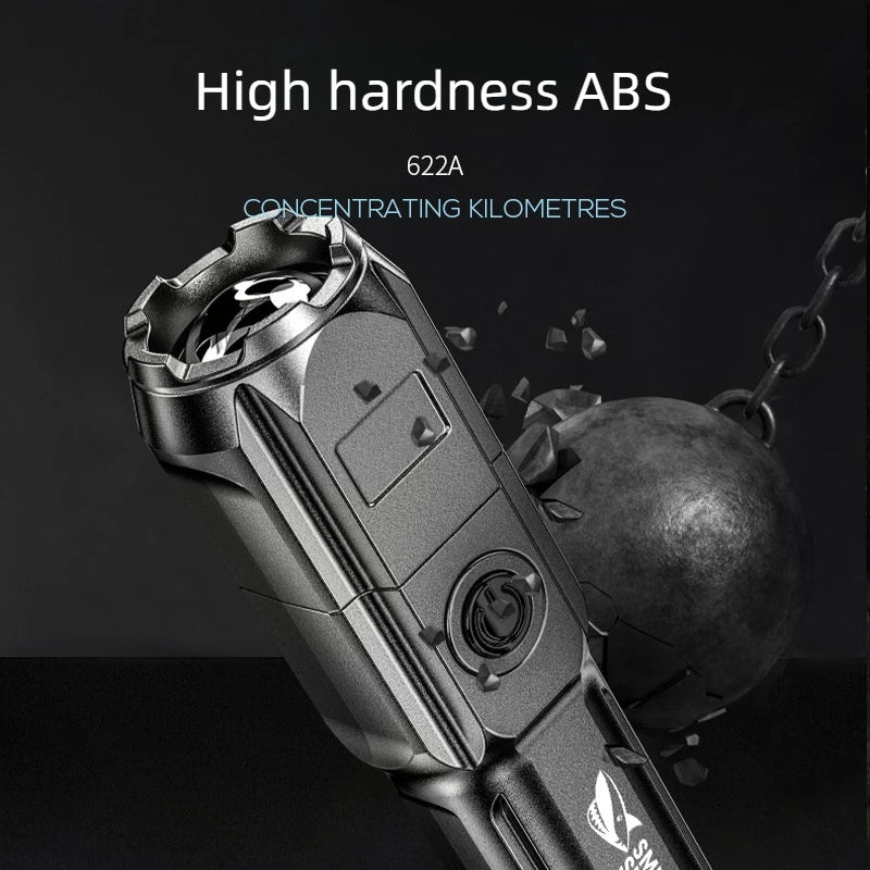 Powerful light Flashlight Rechargeable USB waterproof portable outdoor flashlight 200 meters distant 3W high-light adjustable focus pocket flashlight ABS metal texture