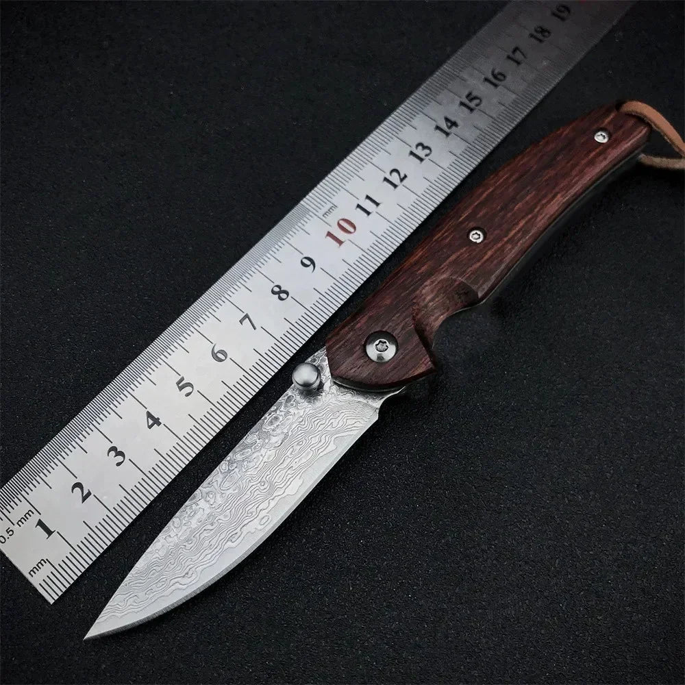 Outdoor Tactical 67 Layers Damascus Steel Camping Pocket Knife EDC Outdoor Knife Tactical Tool Self-defense Combat Folding Knife