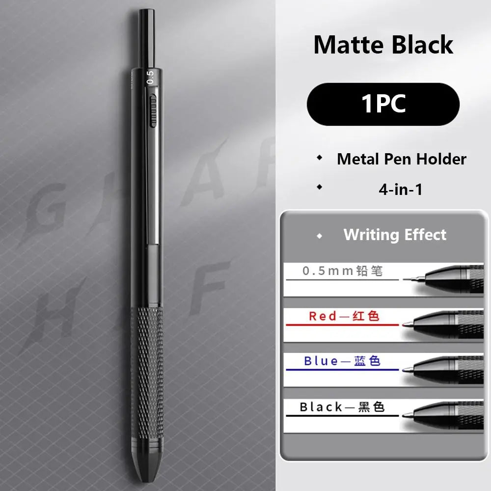 High Quality 3 Colors Ink Gravity Sensing Pen Press Type Metal Multi-Function Pen 4 in 1 Mechanical Pencil School Office