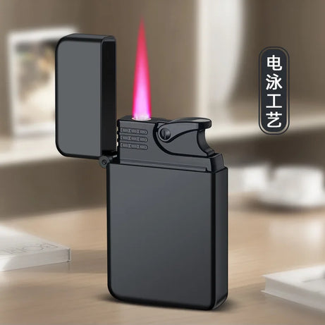 Metal Jet Red Flame Lighter, Refillable Butane, Adjustable, Portable, Windproof, Gas Lighter, Glow in the Dark, Gift for Men