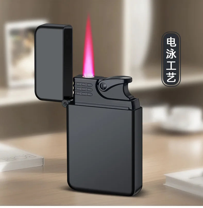 Metal Jet Red Flame Lighter, Refillable Butane, Adjustable, Portable, Windproof, Gas Lighter, Glow in the Dark, Gift for Men