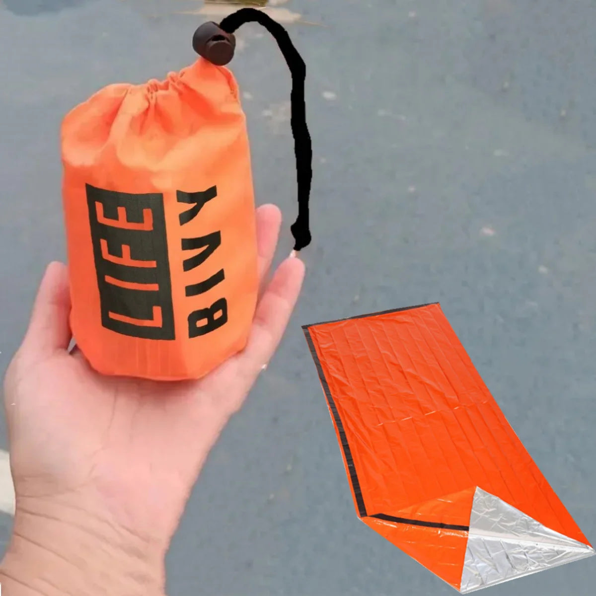 Portable Waterproof Emergency Survival Sleeping Bag Outdoor Edc Camping Gear Thermal Sack First Aid Rescue Kit Mylar Blanket