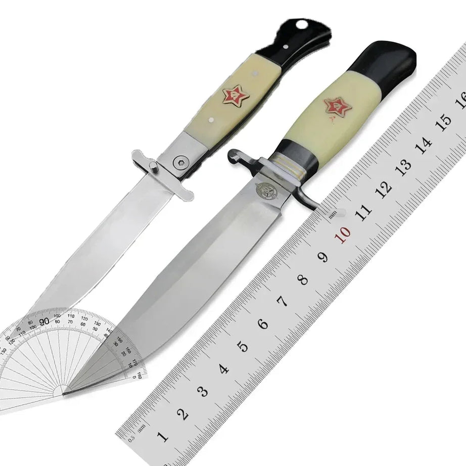 NEW Russian Finka NKVD KGB Stainless Steel Hand Guard and Resin Handle 440C Fixed Blade Outdoor Survival Sharp Knife with Sheath