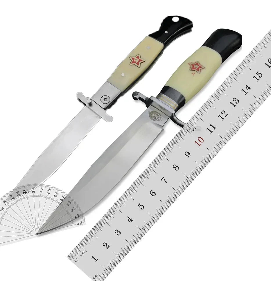 NEW Russian Finka NKVD KGB Stainless Steel Hand Guard and Resin Handle 440C Fixed Blade Outdoor Survival Sharp Knife with Sheath