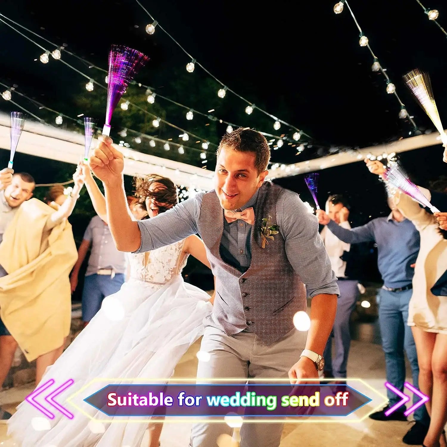 12/24/48Pcs Glow Fiber Wands Sticks LED Flashing Stick Light up Stick Colorful Fiber Optic Wands For Wedding Glow Party Favors