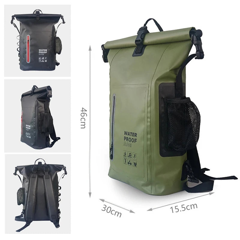 Waterproof Kayak Dry Bag Drift Swimming Backpack Large River Trekking Shoulder Beach Diving Dry Rafting Canoeing PVC Camping Bag
