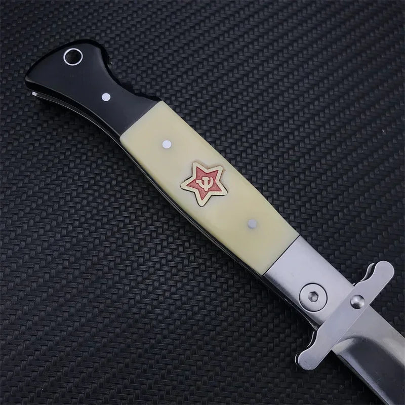NEW Russian Finka NKVD KGB Stainless Steel Hand Guard and Resin Handle 440C Fixed Blade Outdoor Survival Sharp Knife with Sheath