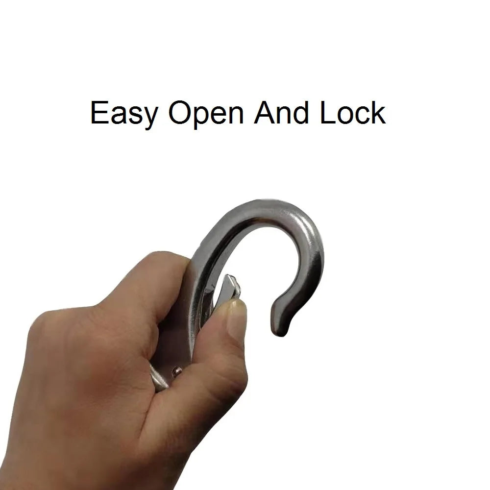 1PCS Heavy Duty Stainless Steel 304 Spring Snap Hook Fixed Eye Clip Carabiner Universal Marine Clip Dock Hardware