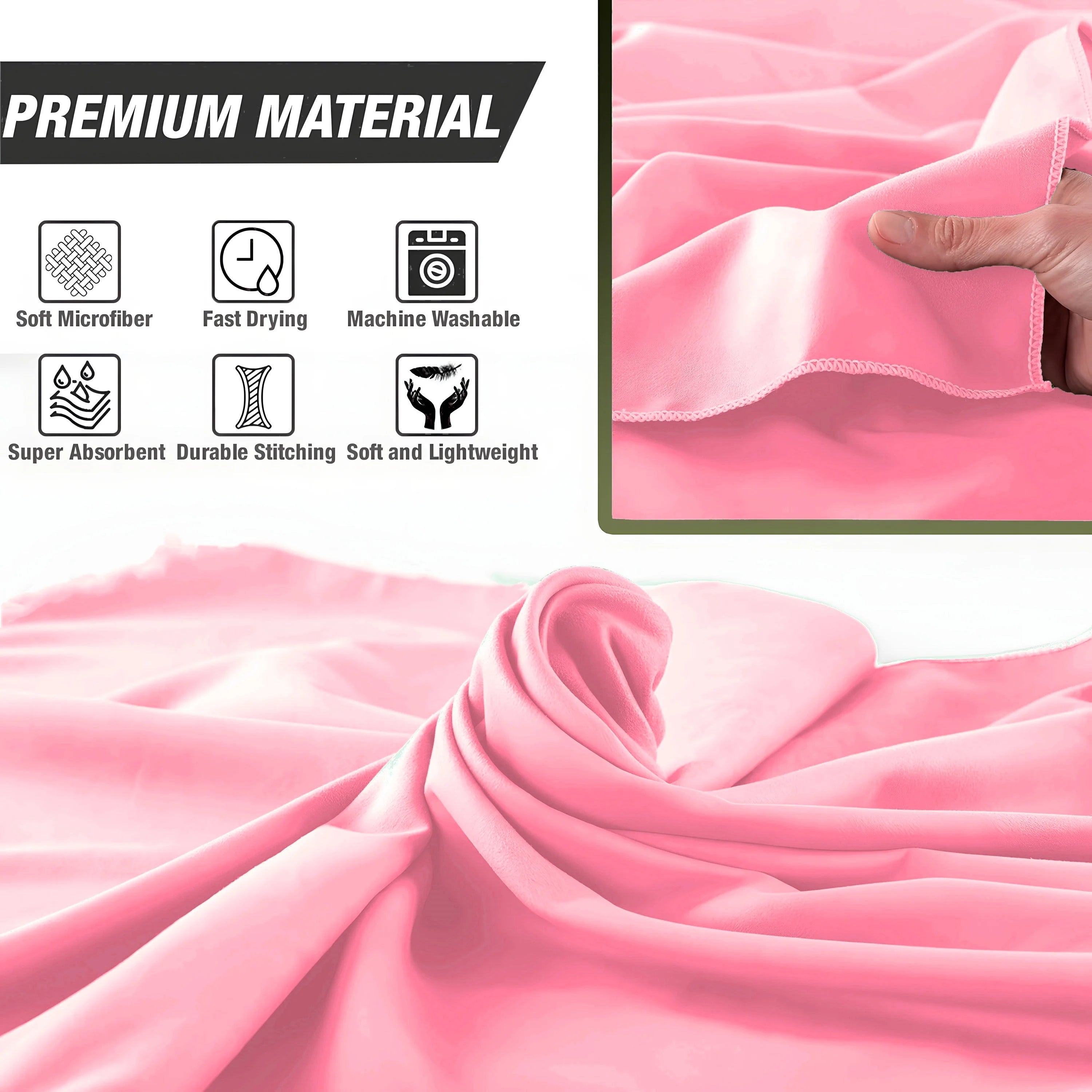 3PCS Quick Dry Beach Towel, Microfiber Travel Towel 3 Size in 1 Pack,Fast Drying Towel Set for Camping, Beach, Gym, Sports, Yoga