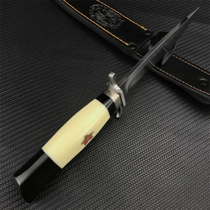 NEW Russian Finka NKVD KGB Stainless Steel Hand Guard and Resin Handle 440C Fixed Blade Outdoor Survival Sharp Knife with Sheath