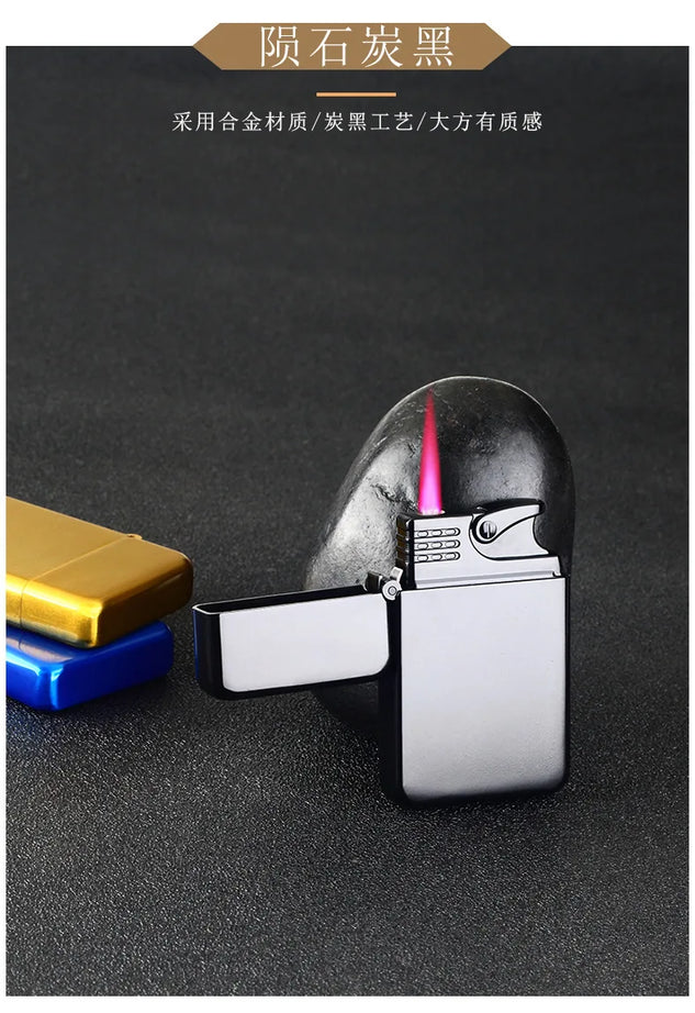 Metal Jet Red Flame Lighter, Refillable Butane, Adjustable, Portable, Windproof, Gas Lighter, Glow in the Dark, Gift for Men
