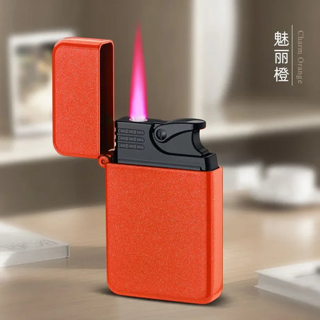 Metal Jet Red Flame Lighter, Refillable Butane, Adjustable, Portable, Windproof, Gas Lighter, Glow in the Dark, Gift for Men