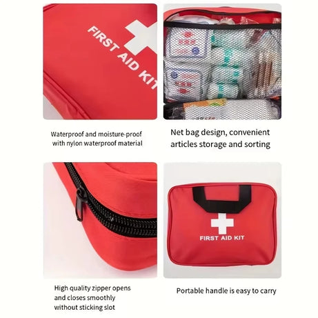 184pcs First Aid Kit, Multi-purpose Emergency Medical Supplies Portable Medical Bag, For Outdoor Hiking, Camping And More Rescue