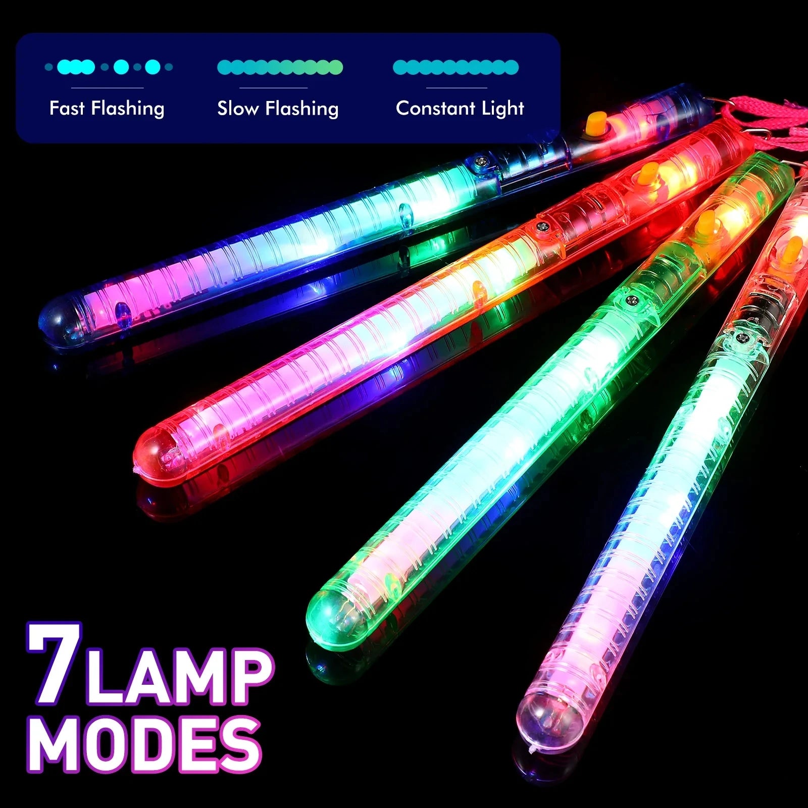 12/24/48Pcs Glow Fiber Wands Sticks LED Flashing Stick Light up Stick Colorful Fiber Optic Wands For Wedding Glow Party Favors