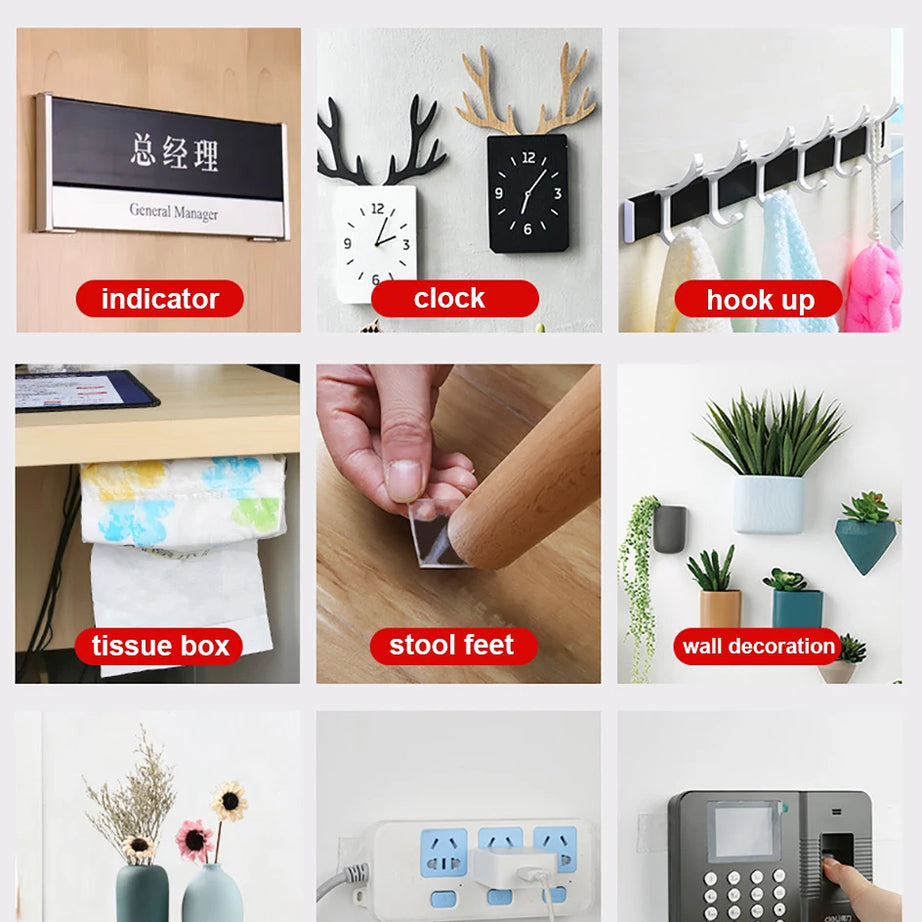 1-10M Nano Double Sided Tape Heavy Duty Transparent Adhesive Strips Strong Sticky Multipurpose Reusable Waterproof Mounting Tape