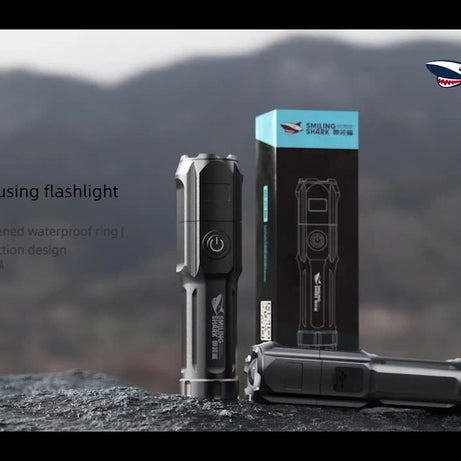 Powerful light Flashlight Rechargeable USB waterproof portable outdoor flashlight 200 meters distant 3W high-light adjustable focus pocket flashlight ABS metal texture