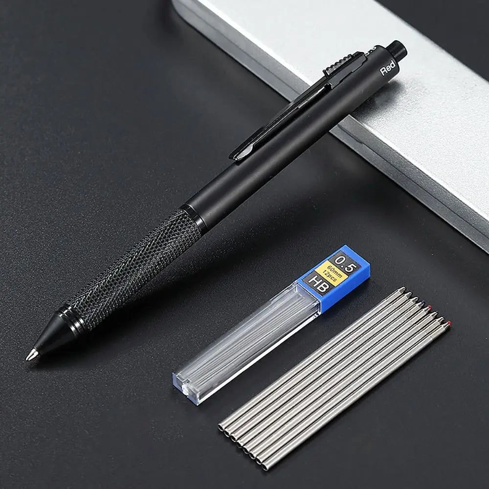 High Quality 3 Colors Ink Gravity Sensing Pen Press Type Metal Multi-Function Pen 4 in 1 Mechanical Pencil School Office