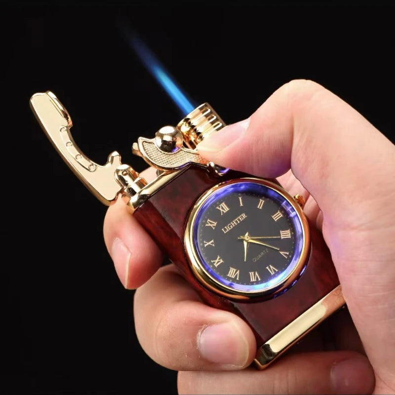 Powerful Rocker Metal Unusual Gas Lighter Jet Butane Torch Windproof Cigar Men Cool Play Gadget