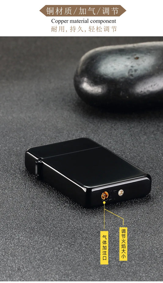 Metal Jet Red Flame Lighter, Refillable Butane, Adjustable, Portable, Windproof, Gas Lighter, Glow in the Dark, Gift for Men