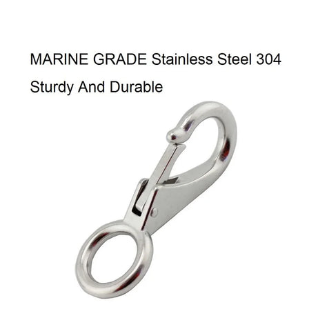 1PCS Heavy Duty Stainless Steel 304 Spring Snap Hook Fixed Eye Clip Carabiner Universal Marine Clip Dock Hardware
