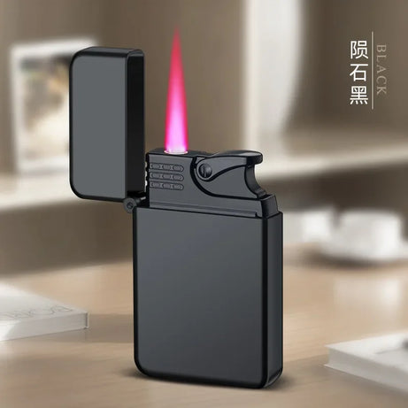 Metal Jet Red Flame Lighter, Refillable Butane, Adjustable, Portable, Windproof, Gas Lighter, Glow in the Dark, Gift for Men