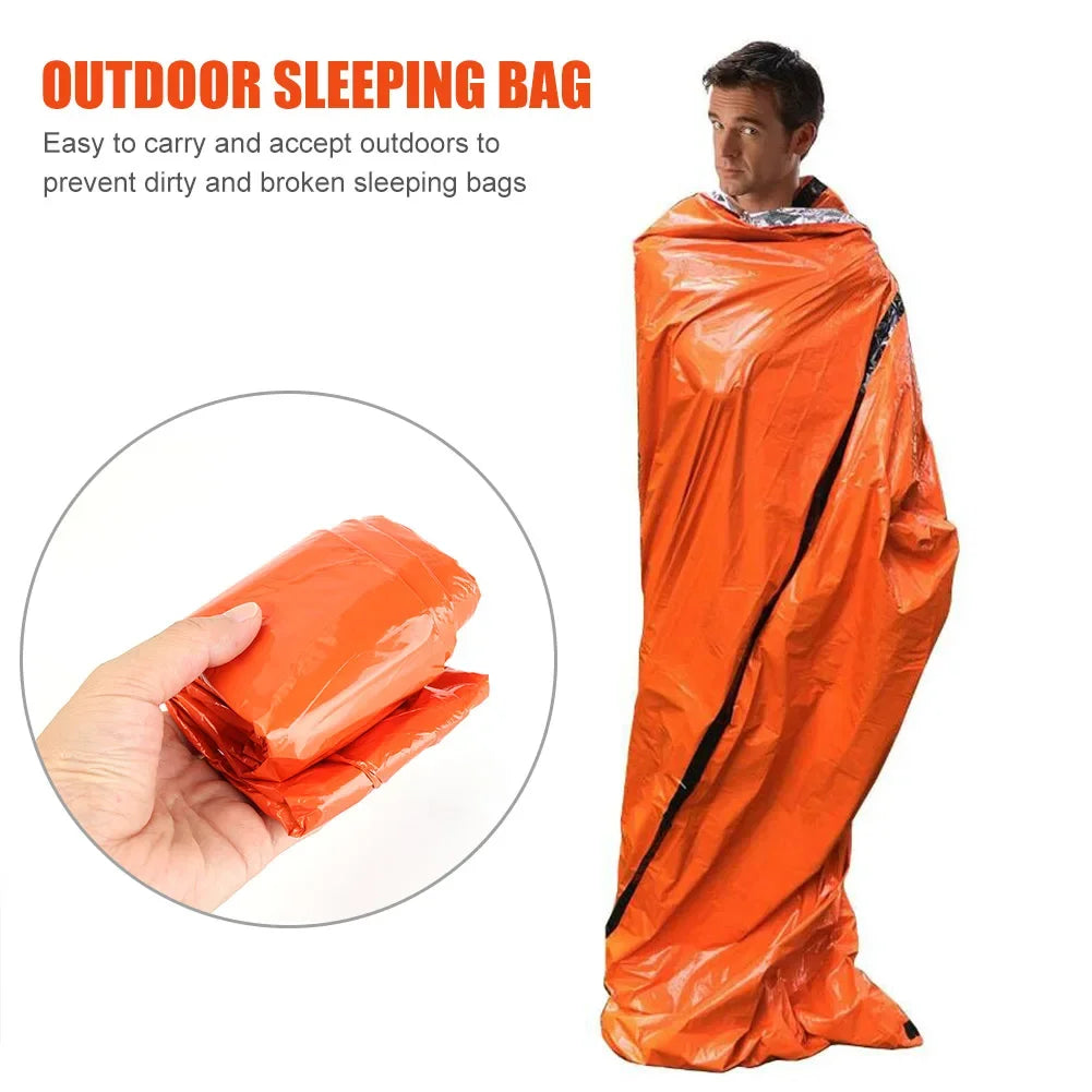 Emergency Sleeping Bag Waterproof Ultra Mylar Thermal Blankets Lightweight Survival Sleeping Bag Keep Warm For Camping Hiking ﻿