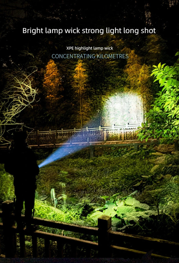 Powerful light Flashlight Rechargeable USB waterproof portable outdoor flashlight 200 meters distant 3W high-light adjustable focus pocket flashlight ABS metal texture