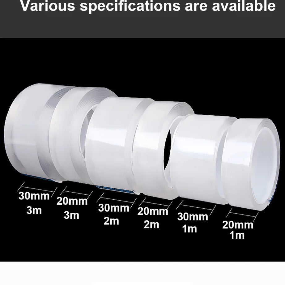 1-10M Nano Double Sided Tape Heavy Duty Transparent Adhesive Strips Strong Sticky Multipurpose Reusable Waterproof Mounting Tape