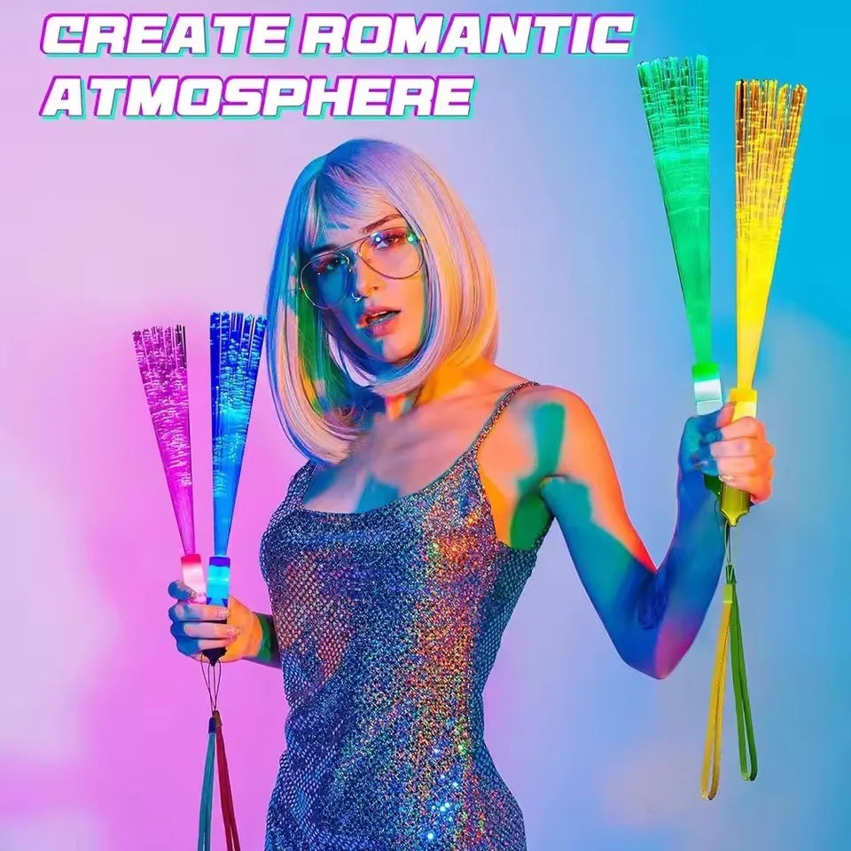 12/24/48Pcs Glow Fiber Wands Sticks LED Flashing Stick Light up Stick Colorful Fiber Optic Wands For Wedding Glow Party Favors