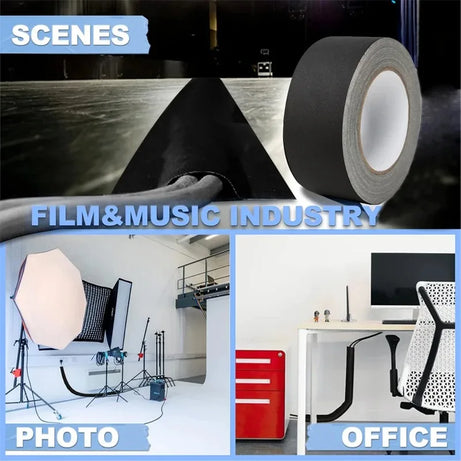 30 Yards Premium Heavy Duty Gaffer Tape Non-Reflective Multipurpose Waterproof Floor Tape For Electrical Cord Black Gaff Tape