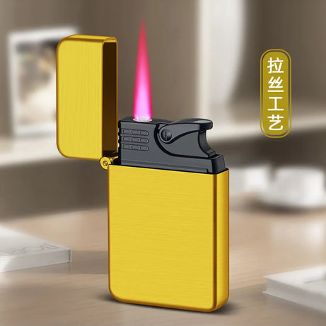 Metal Jet Red Flame Lighter, Refillable Butane, Adjustable, Portable, Windproof, Gas Lighter, Glow in the Dark, Gift for Men