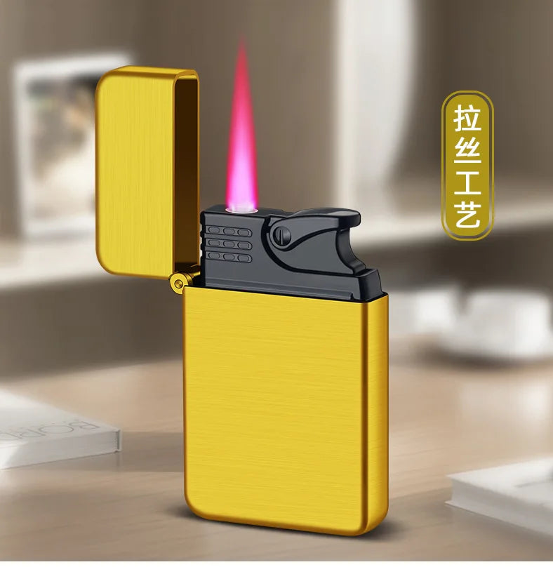 Metal Jet Red Flame Lighter, Refillable Butane, Adjustable, Portable, Windproof, Gas Lighter, Glow in the Dark, Gift for Men