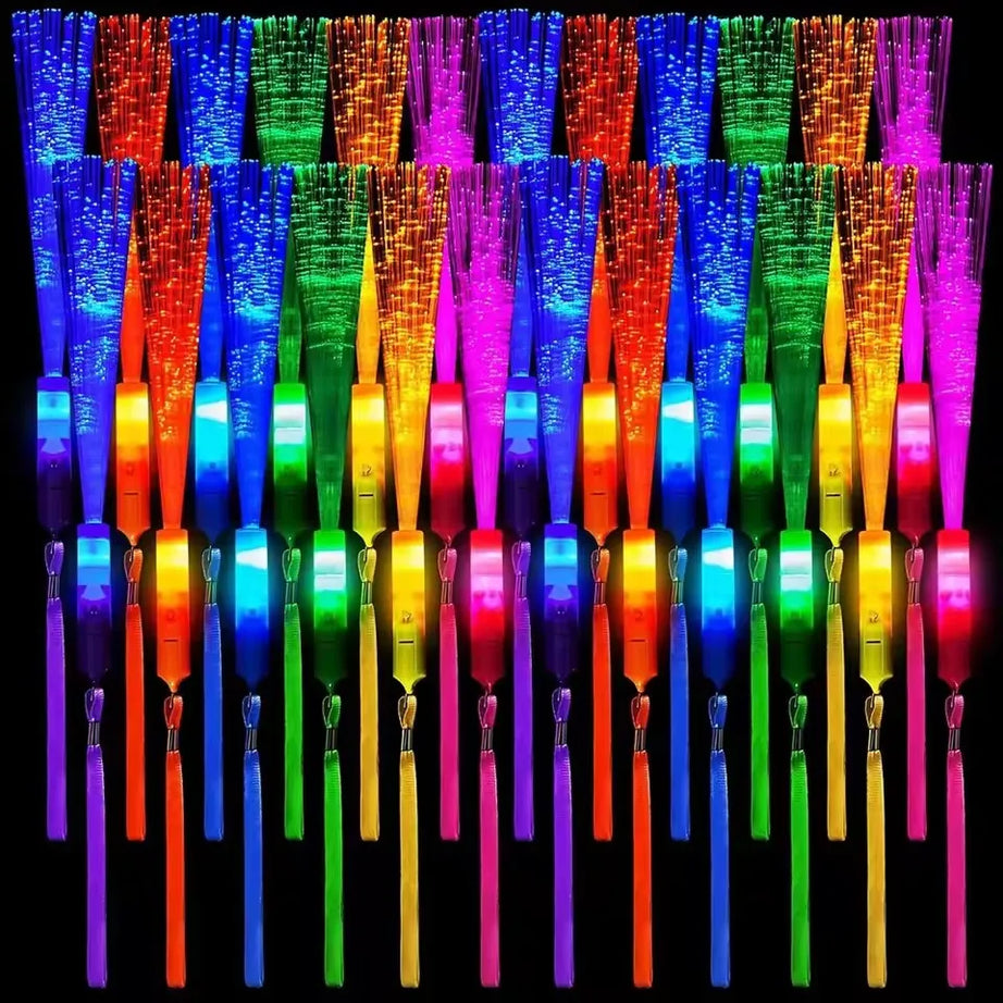 12/24/48Pcs Glow Fiber Wands Sticks LED Flashing Stick Light up Stick Colorful Fiber Optic Wands For Wedding Glow Party Favors